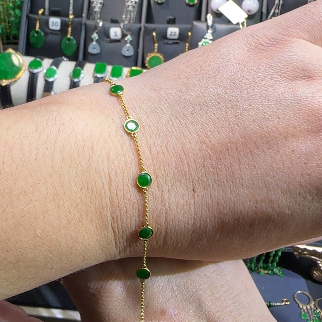 翡翠18K金镶嵌颈饰手链