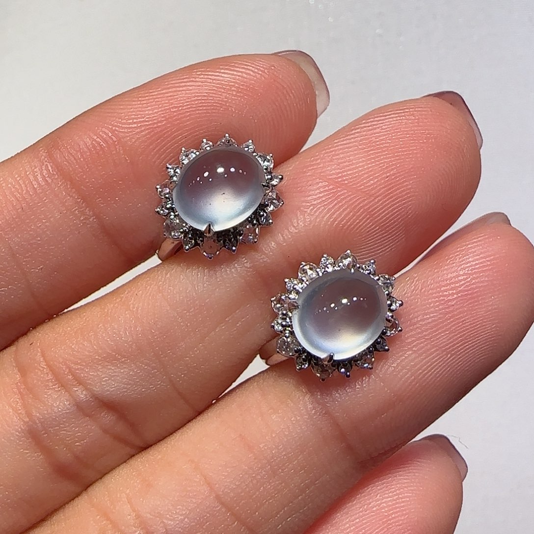 翡翠耳环18K金镶嵌耳包