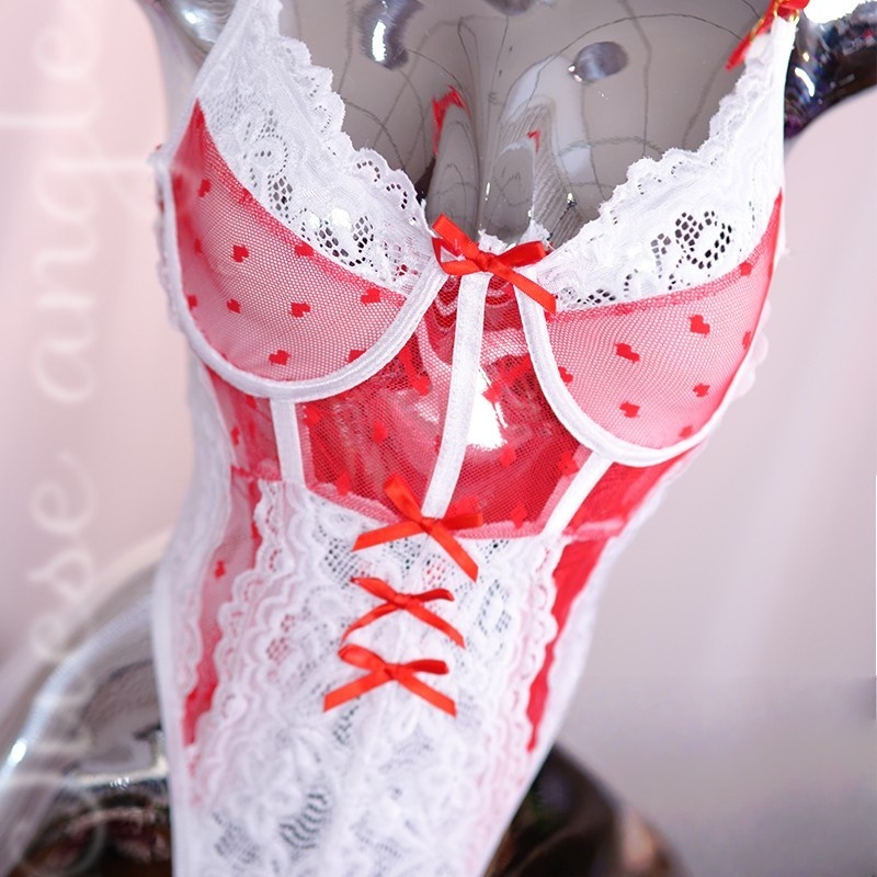 修身显瘦纯欲睡衣白色蕾丝边修身连体衣