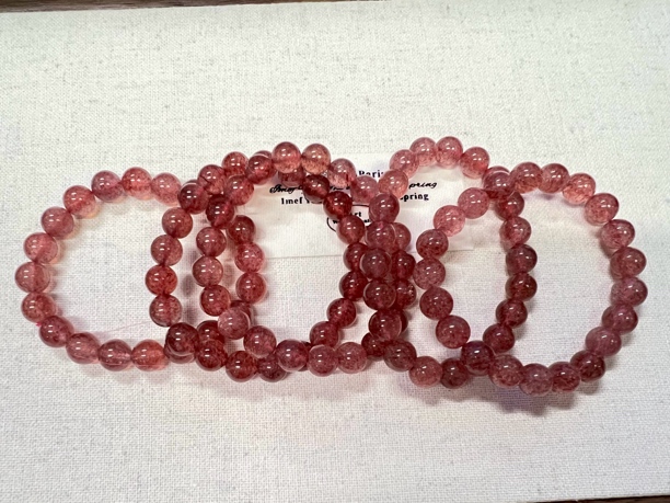 【明阳珠宝】天然草莓晶手串单圈手链女款8-9m礼物送女朋友