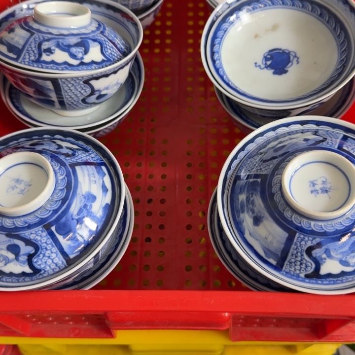 静***随青花青花瓷器杯子茶具