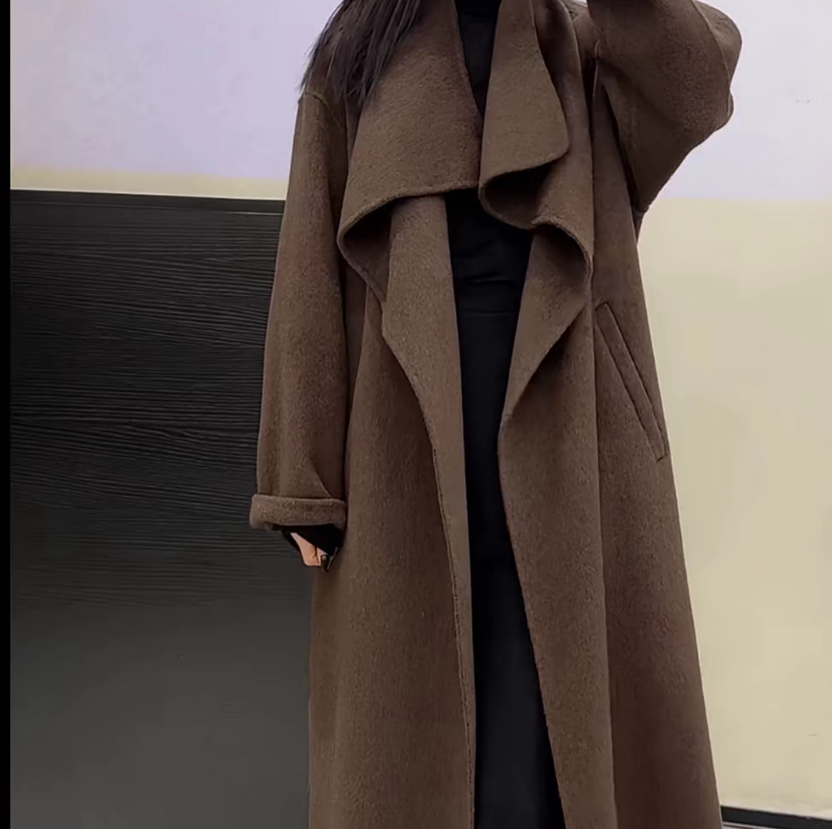 810高级感气质百搭大女主显瘦随意领双面大衣100