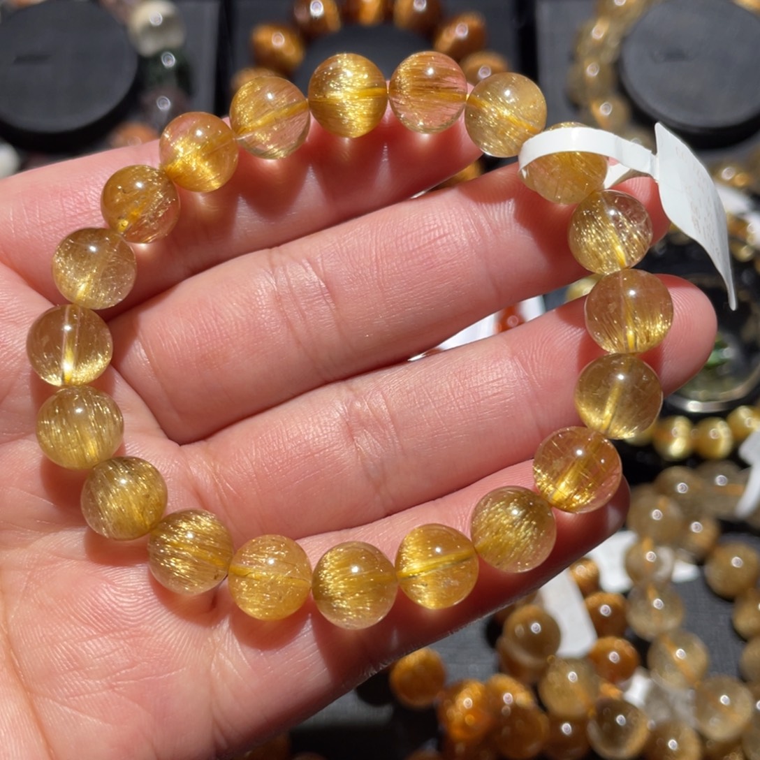 未镶嵌水晶手链金发晶9mm左右