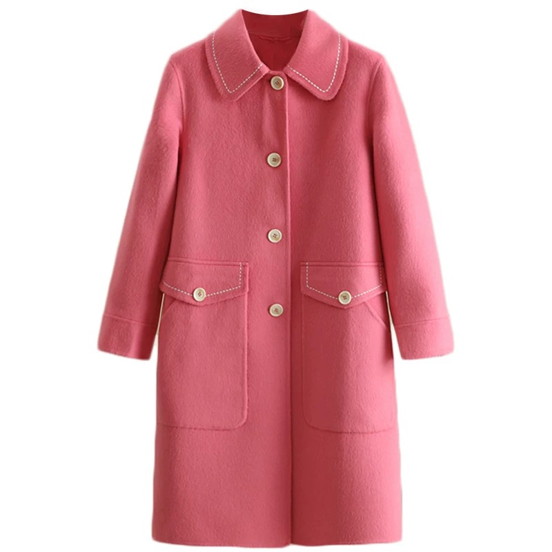 （朗）SL羊驼毛绵羊毛气质简约毛呢外套