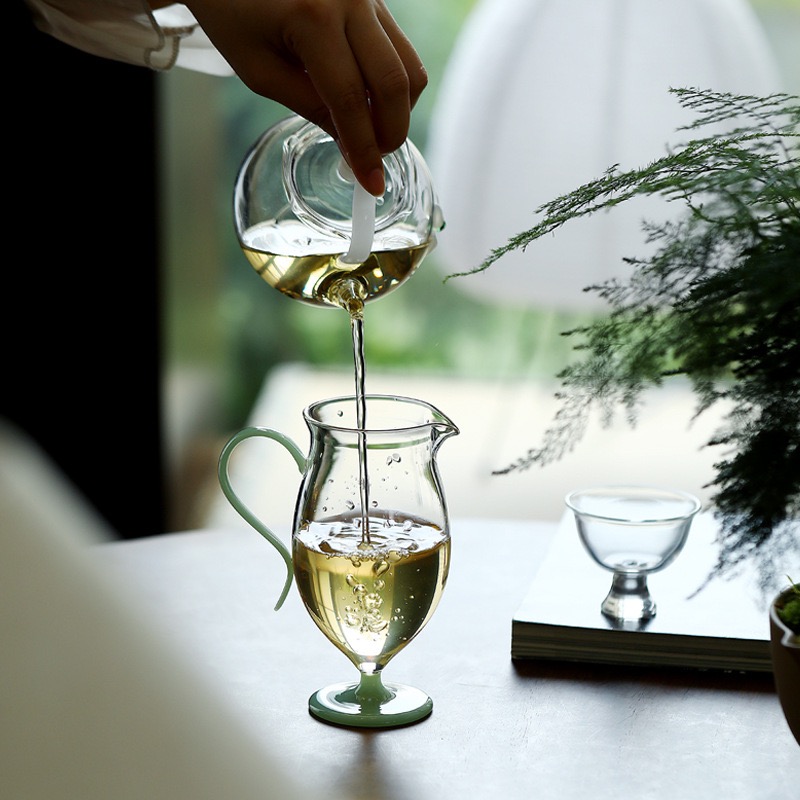 耐热玻璃 公道杯 绿茶分茶器 功夫茶具 高足公杯 茶海匀杯 