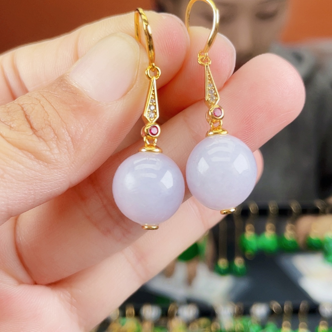 翡翠银S925镶嵌耳饰