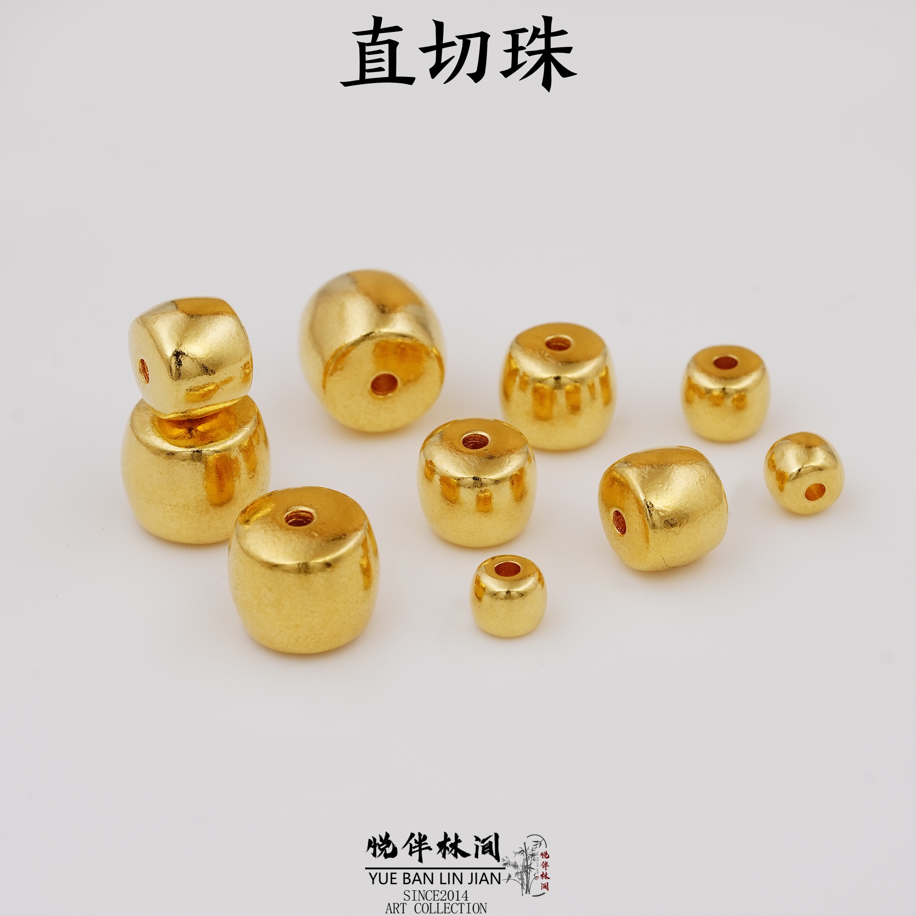 足银银制品 足银直切珠diy文玩配件5D无氰电铸手串顶珠配珠手持