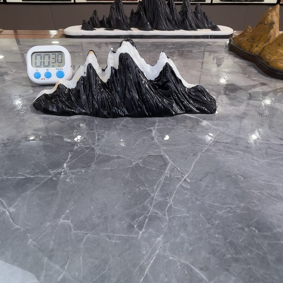 正***君砖雕灵璧石雕刻山峰摆件