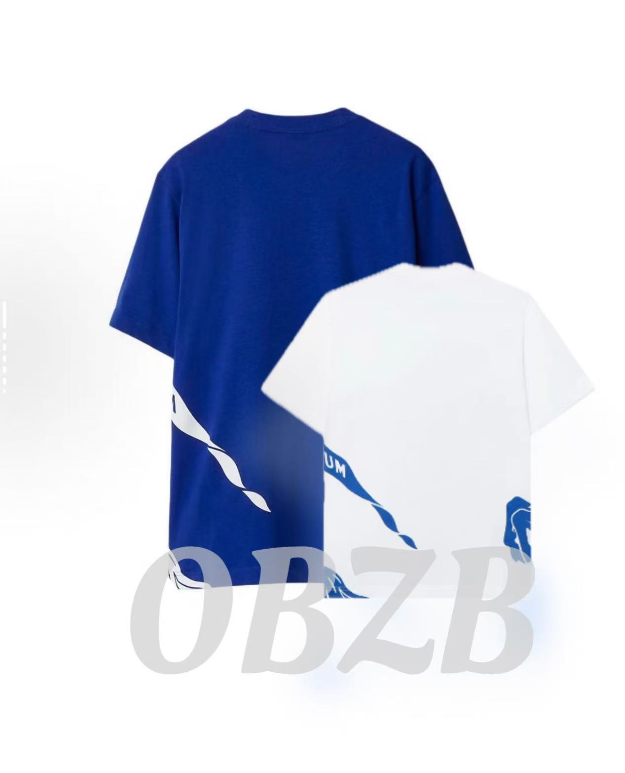 OBZB【B男女同款短袖】白色马术骑士印花舒适时尚潮流百搭4009