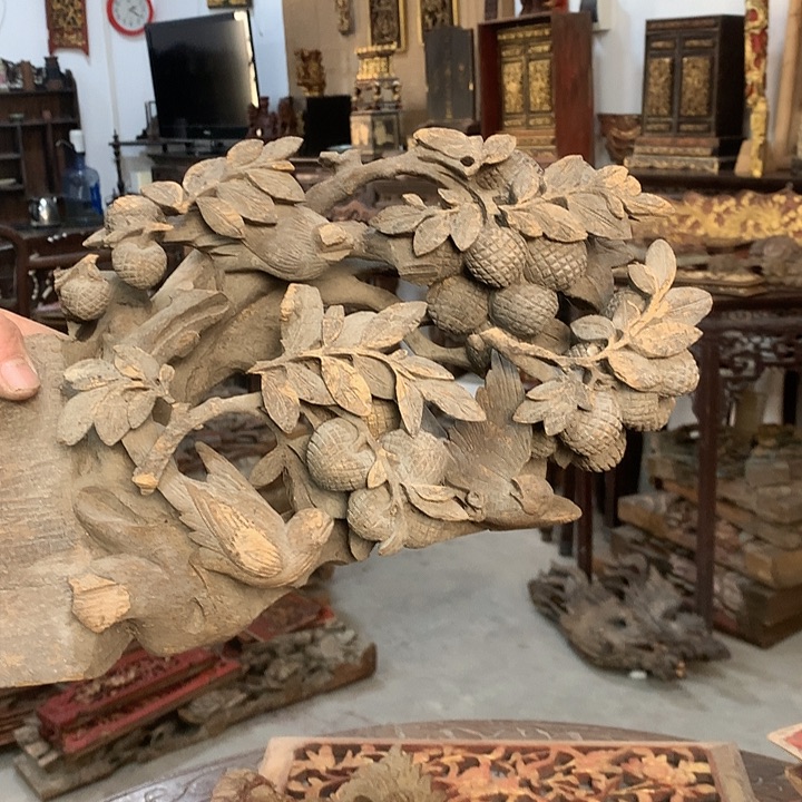 听***风香榧木老木雕花板民俗品