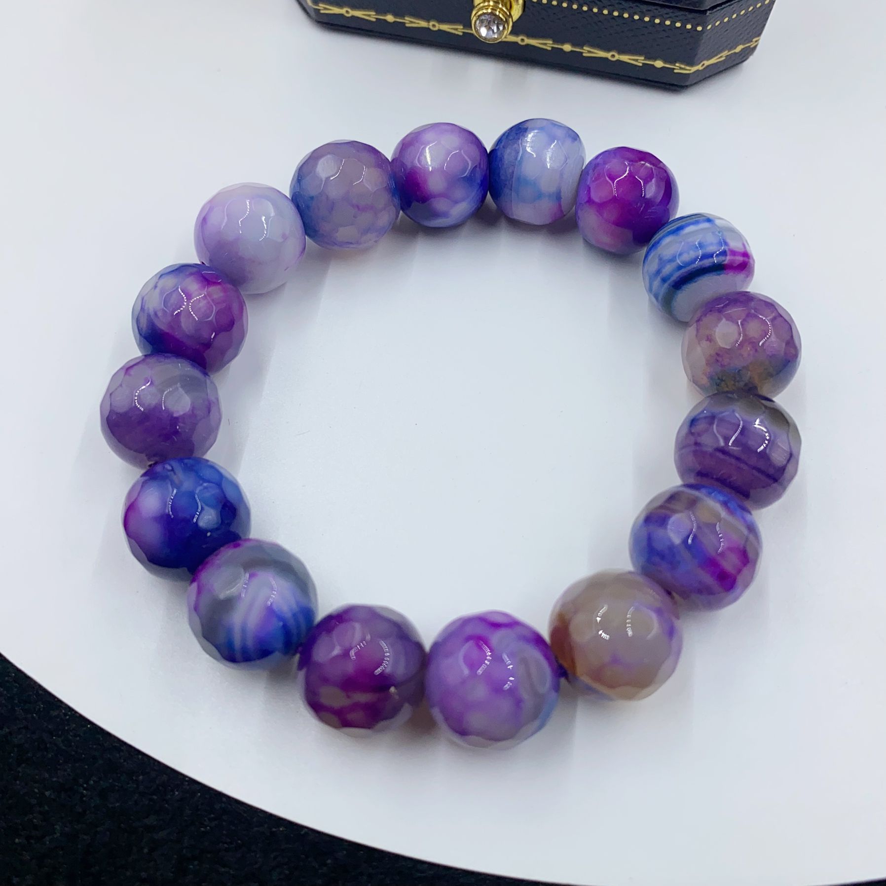 4122  紫色切割珠珠手串百搭时尚多样性发货