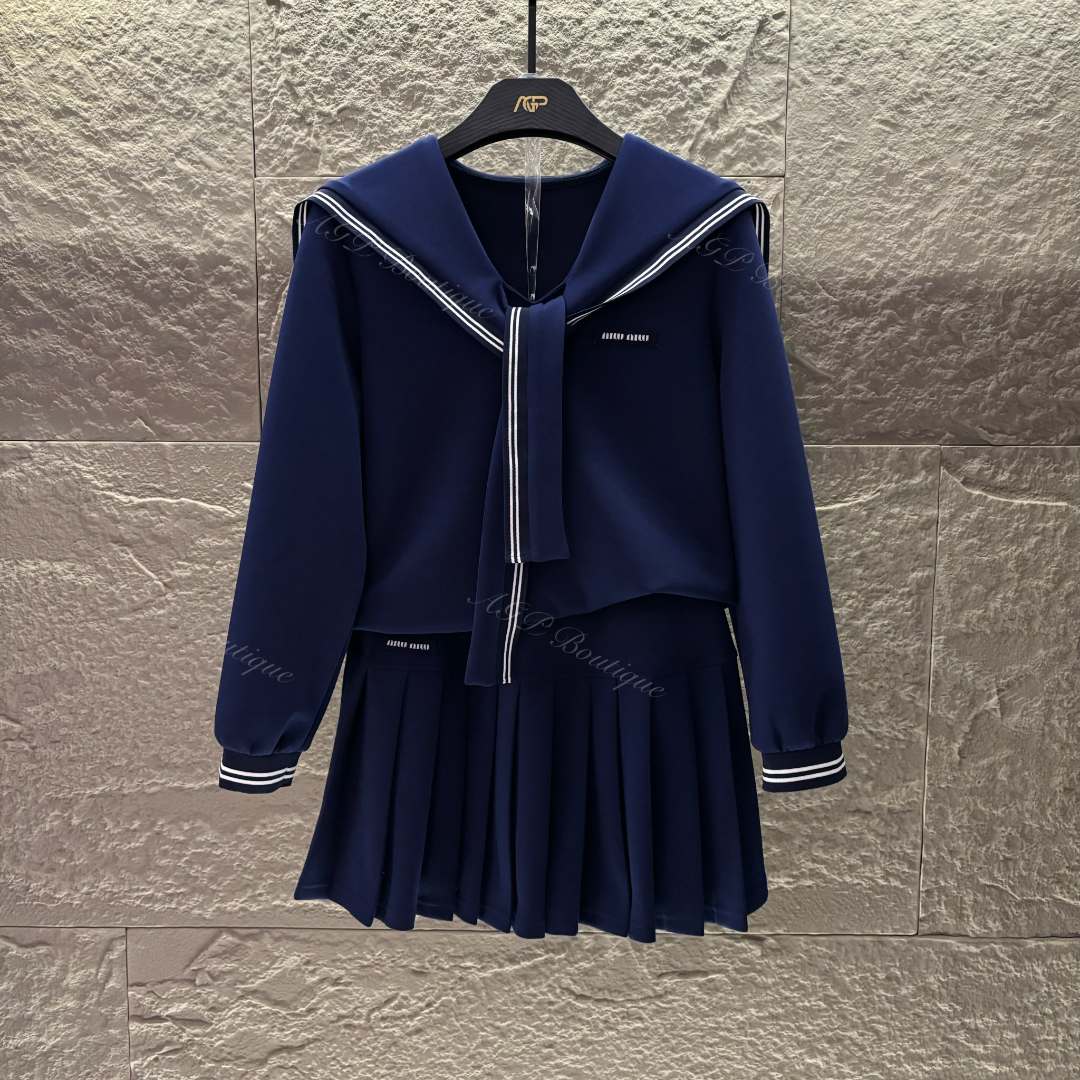 设计师减龄款|<秋款系列>宽松版秋季长袖百褶裙休闲翻领-T28