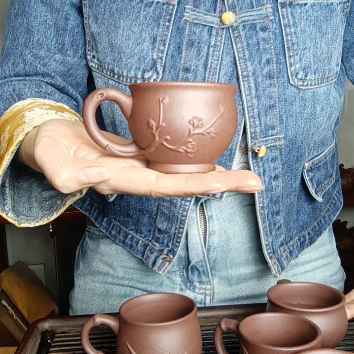 紫砂茶杯开**好原矿底曹青