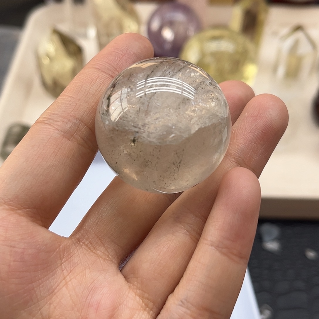 珠宝半成品未镶嵌水晶49白水晶幽灵球卡3mm