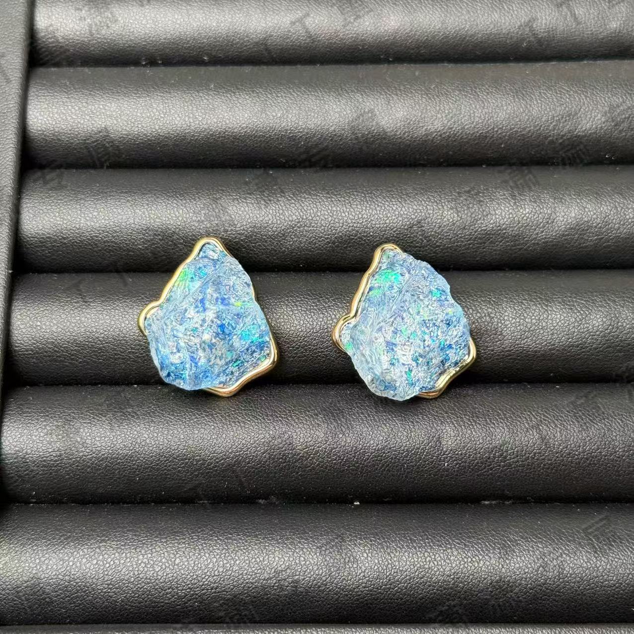 铜合金树脂耳饰 小众高级蓝色耳饰(E538耳钉）