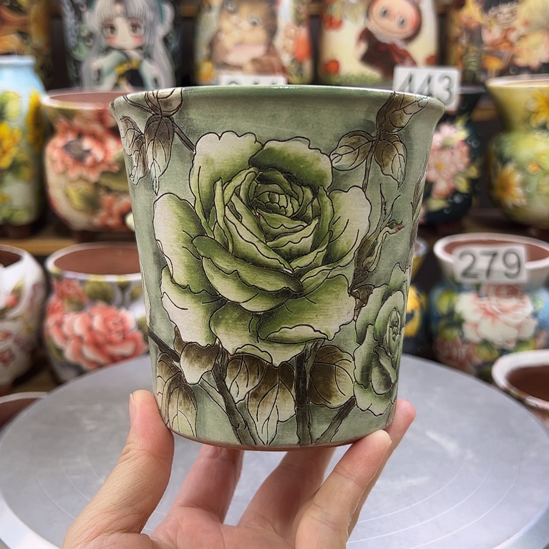 景德镇炫彩手绘口10.5高12