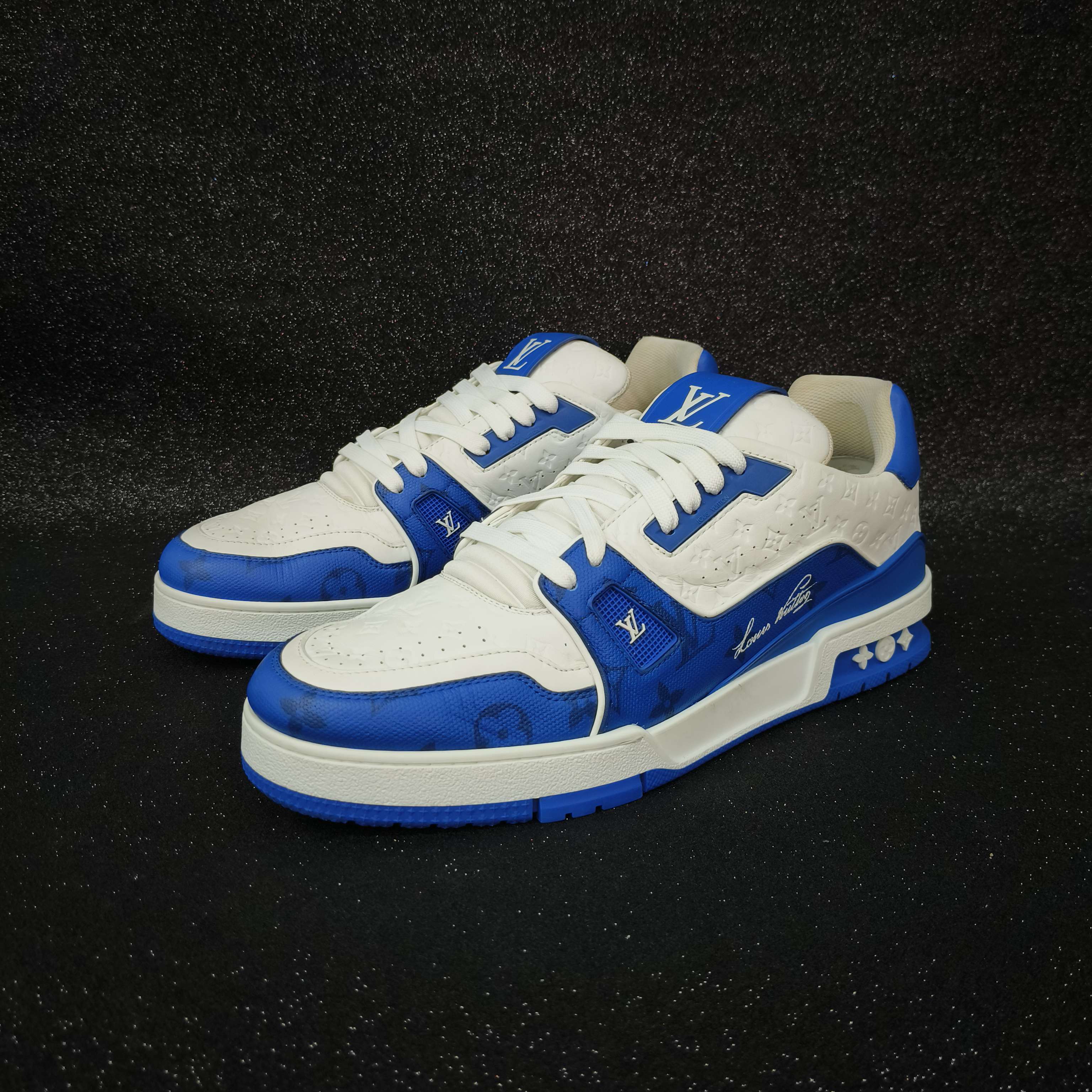 99新 LouisVuitton/路易威登 7码/41码/蓝白浮雕trainer鞋