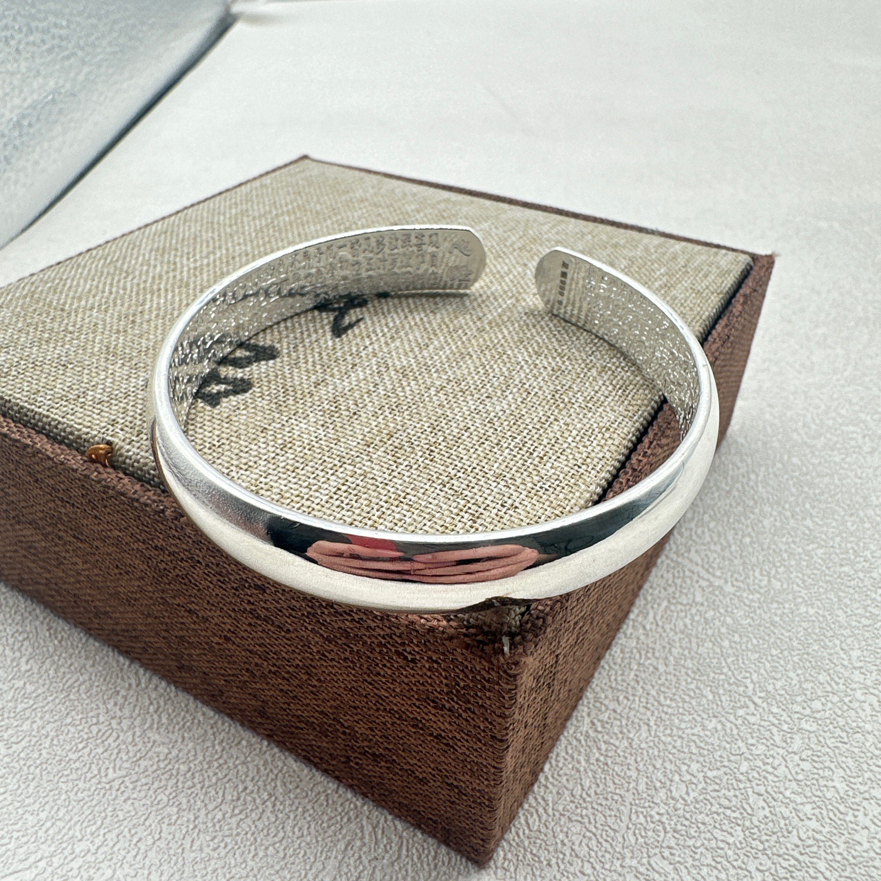 足银手镯 足银999.9手镯 A22开口光面心经