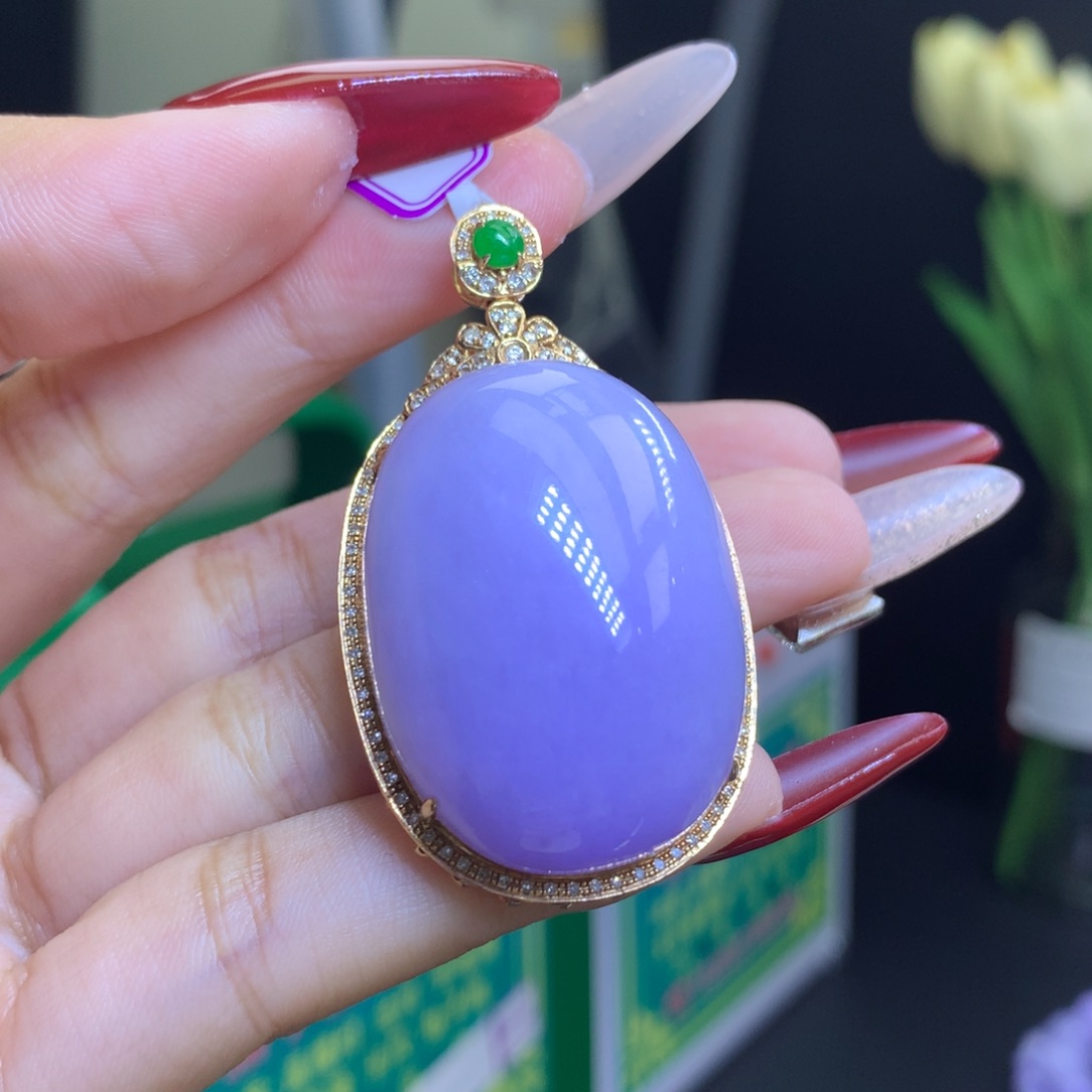 翡翠颈饰18K金镶嵌天然