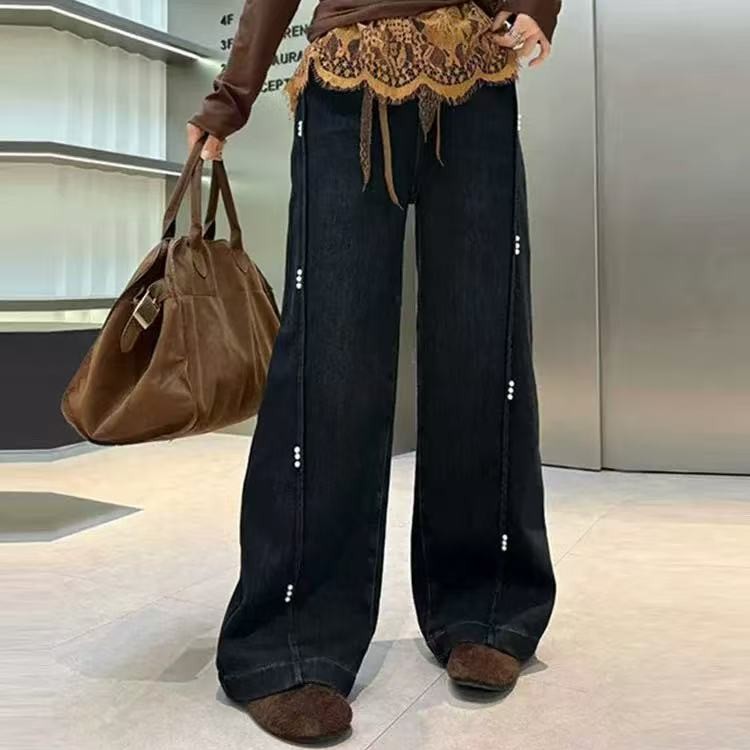 LL琳大码加绒松紧腰阔腿加绒裤宽松遮胯秋冬款百搭显瘦长裤9799