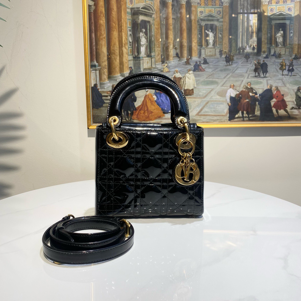 95新 DIOR/迪奥 多宝二奢/15871/漆皮三格戴妃 14年