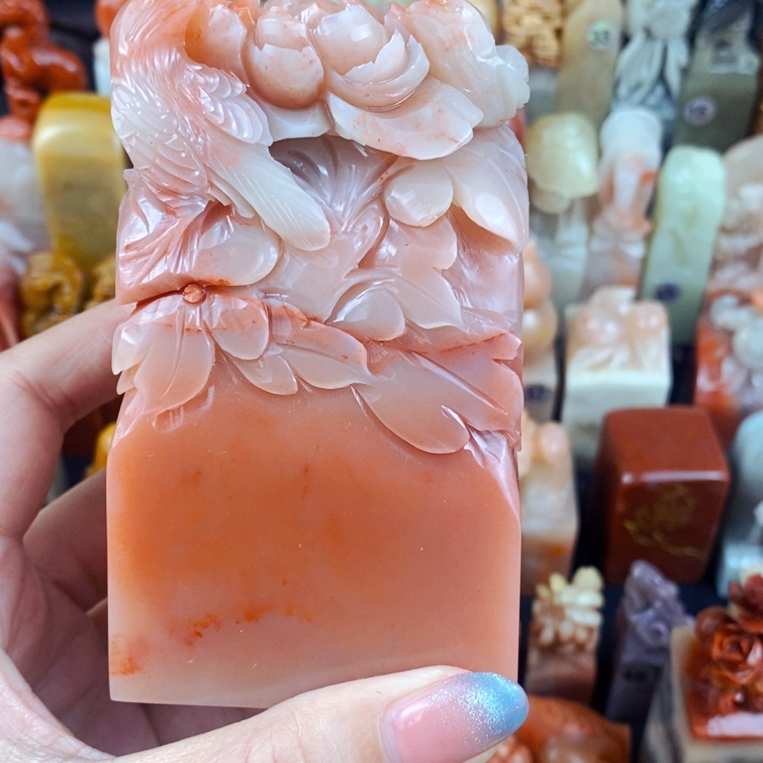 老挝石印石财****词手工篆刻