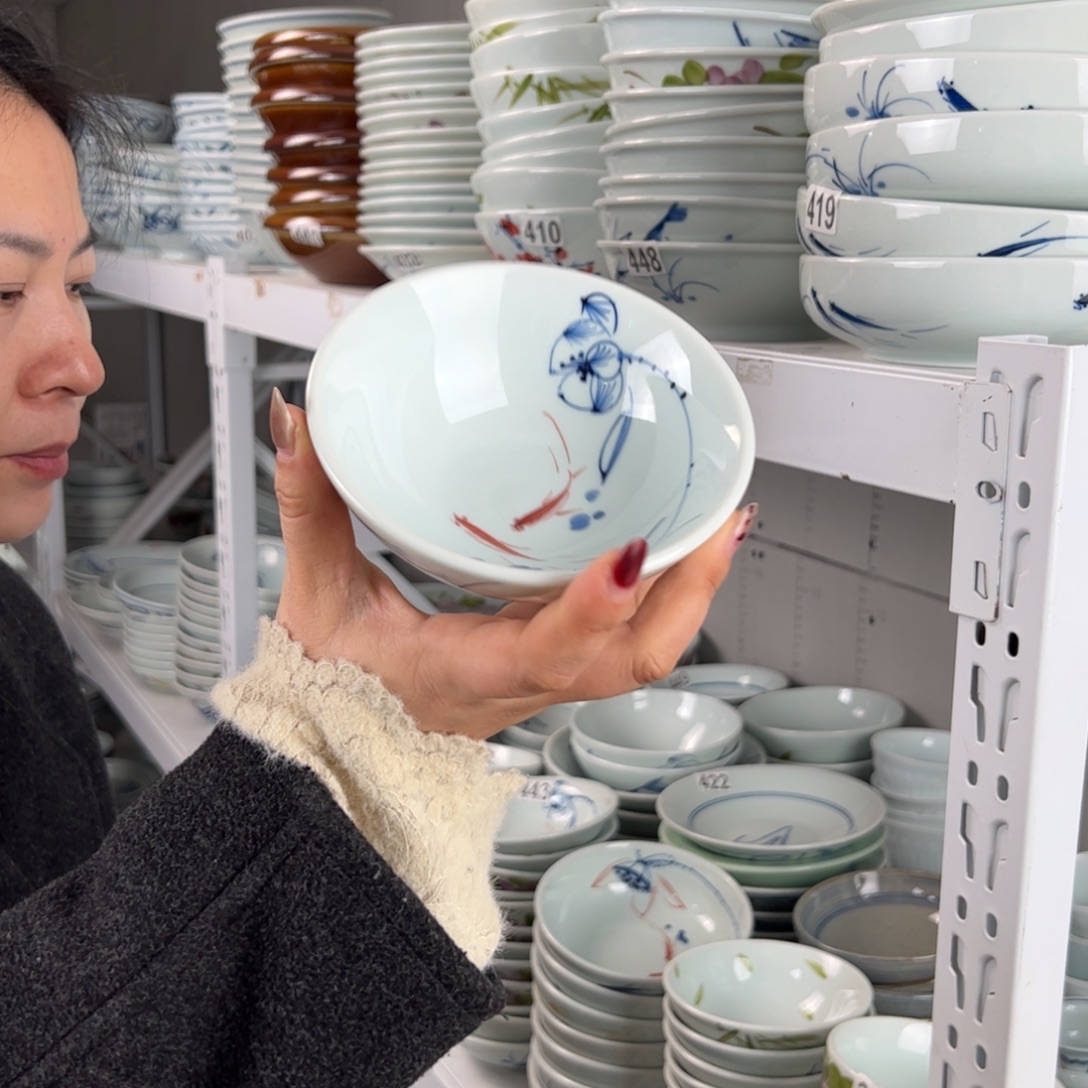 微瑕手绘5寸高足碗（随机图案单只装）