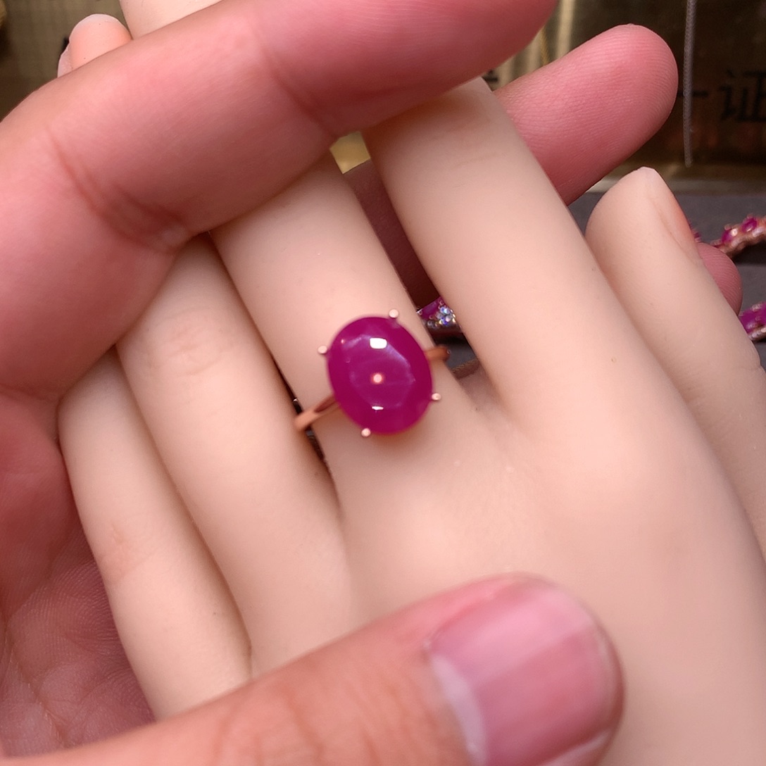 红宝石戒指银S925镶嵌