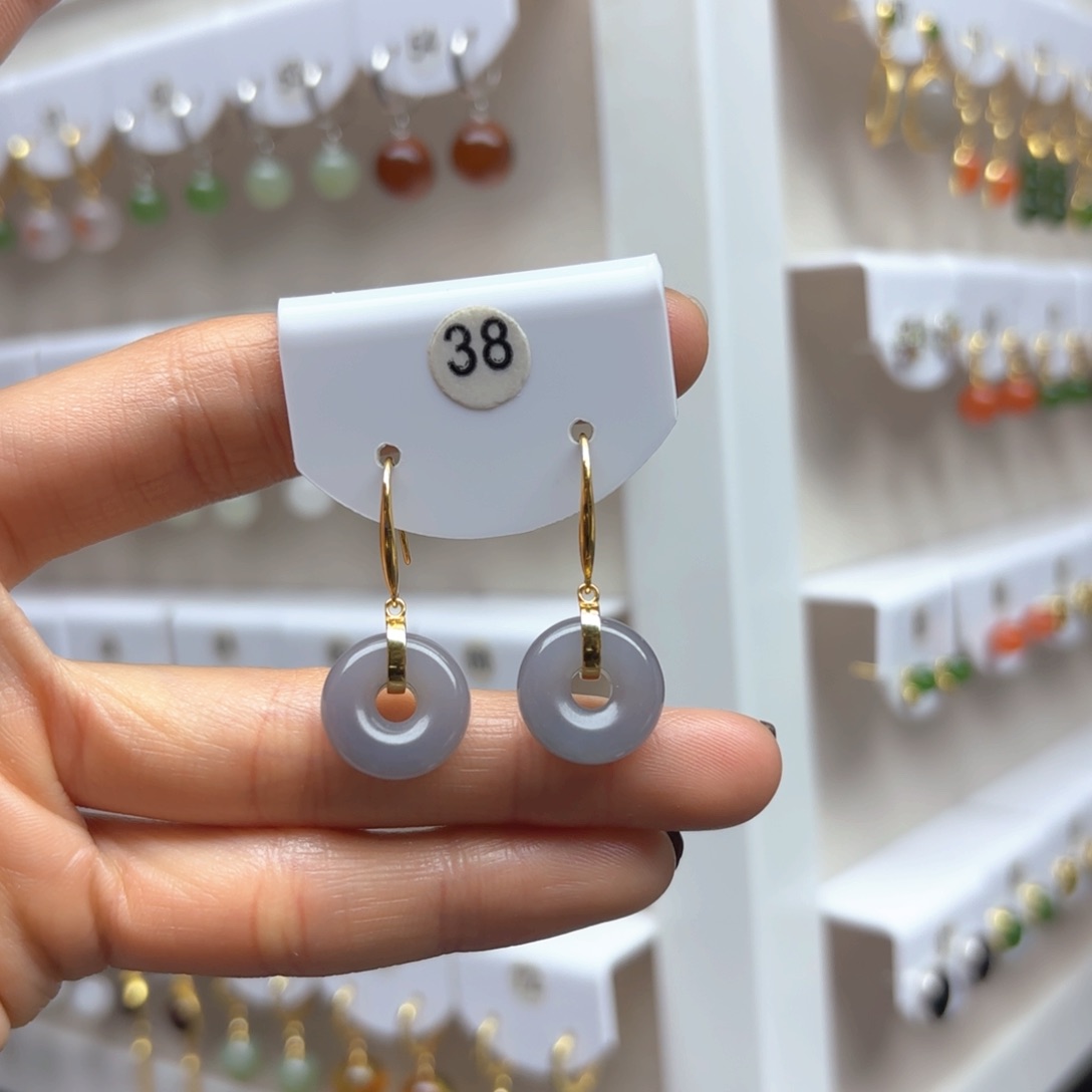 和田玉耳饰银S925镶嵌2