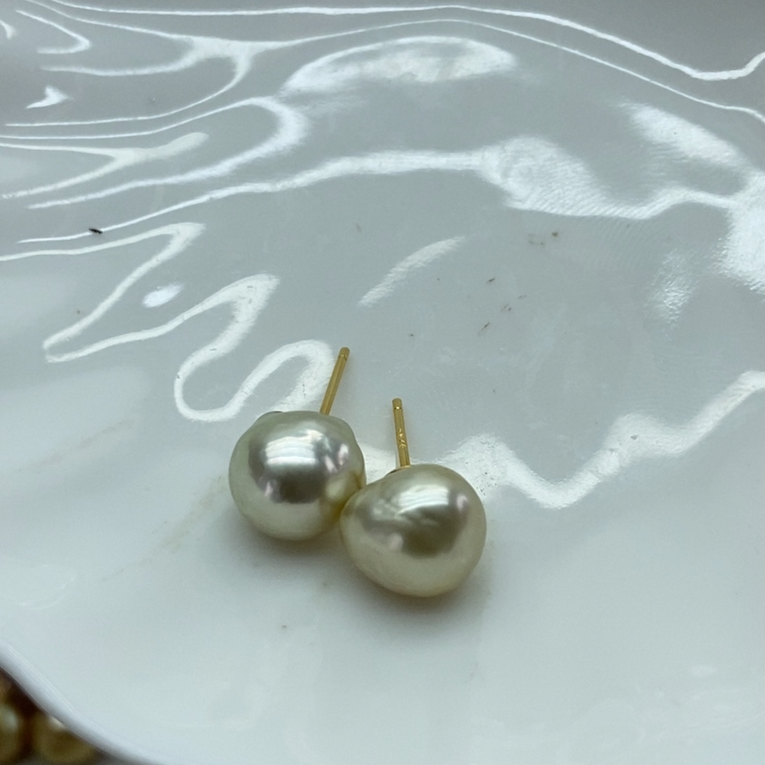 海水珍珠银S925镶嵌耳饰
