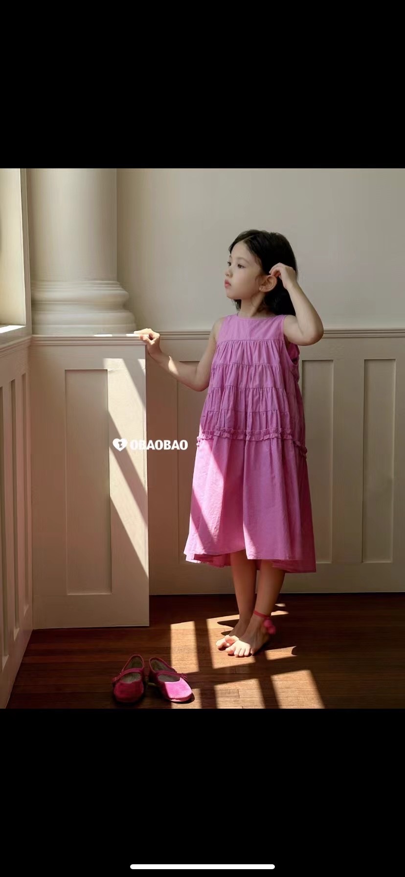 大风车儿童无袖连衣裙