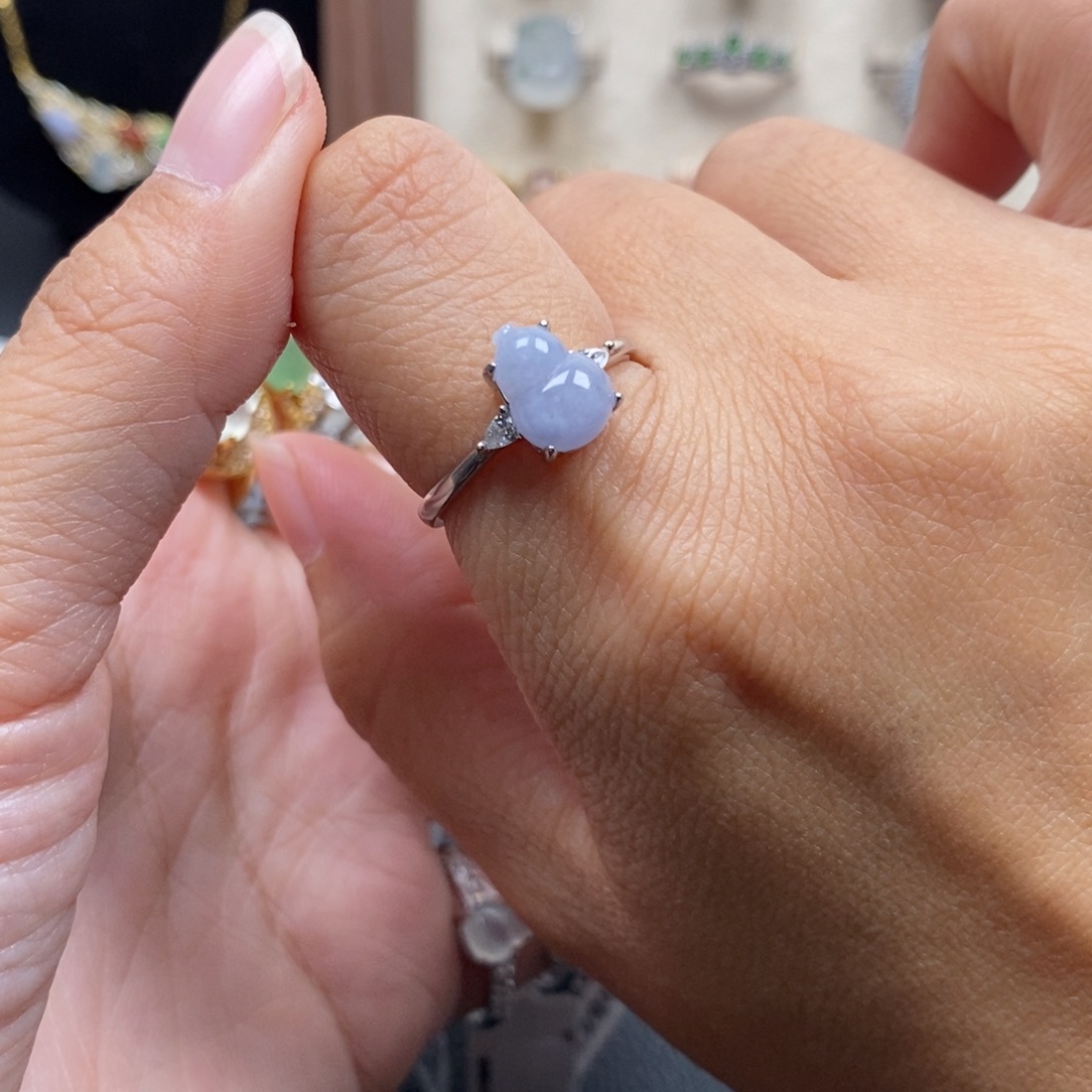 双***╭翡翠银S925镶嵌戒指