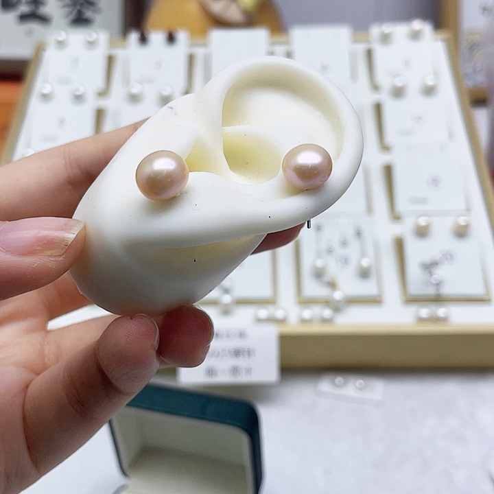 淡水珍珠耳饰银S925镶嵌薄**浆