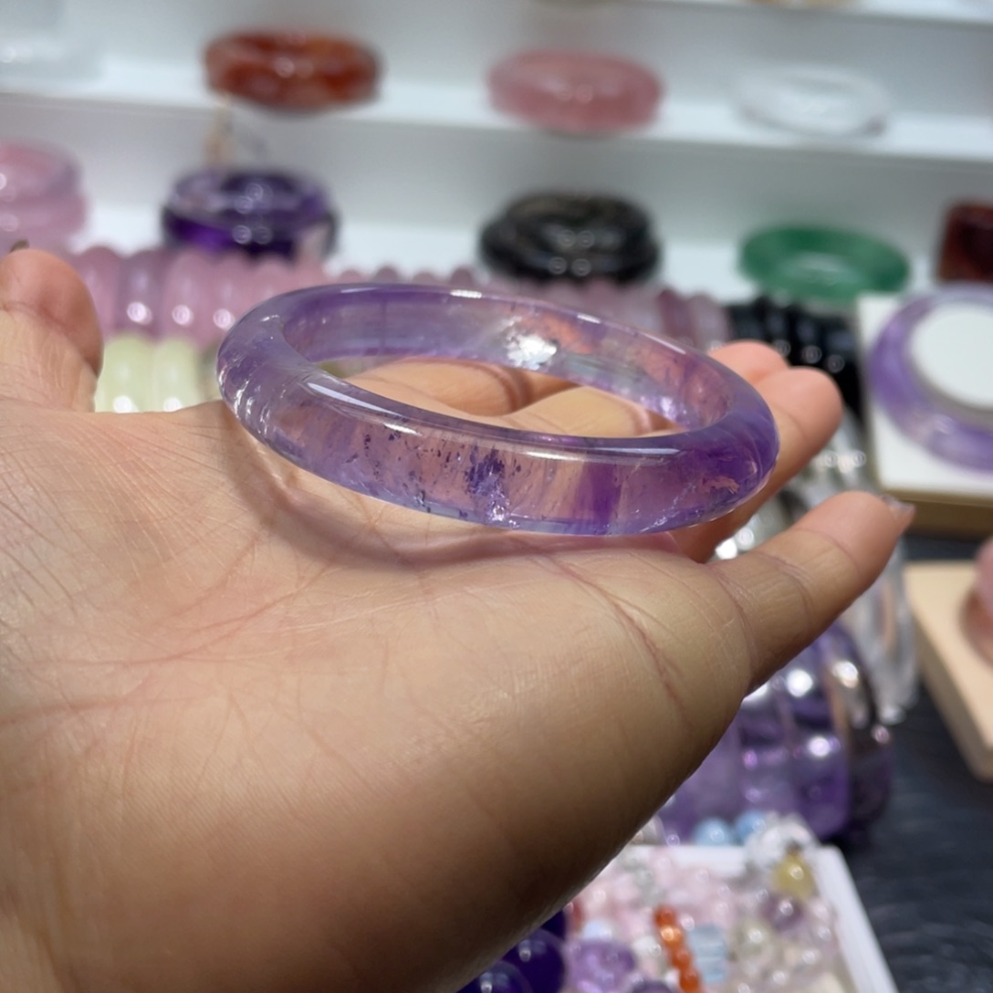 水晶手镯51圈口19号未镶嵌