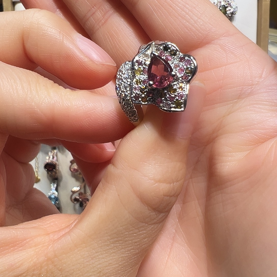 J***s银S925镶嵌碧玺戒指