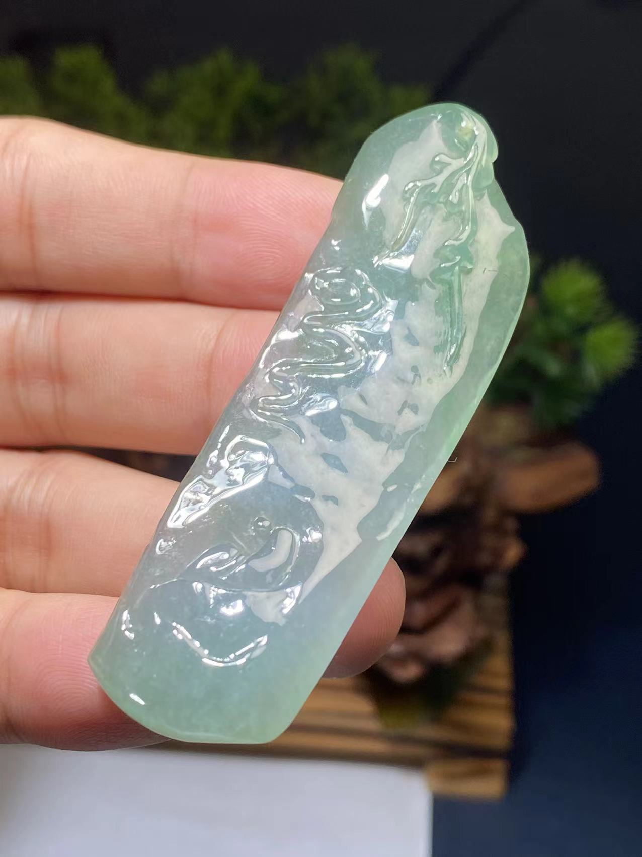 天然翡翠a货细糯化起冰胶随形悟道天地随我心吊坠挂件73-23-7