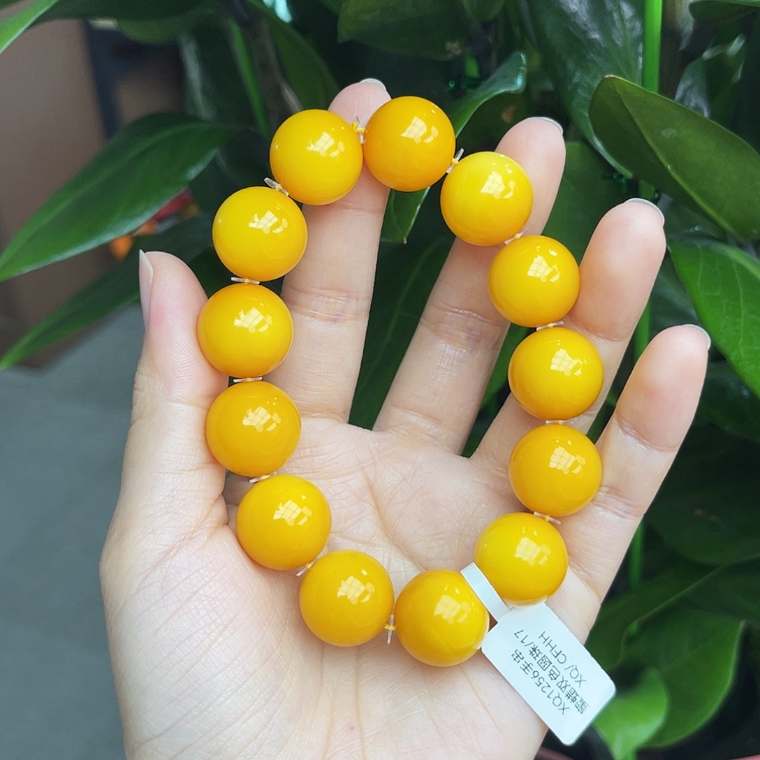 琥珀未镶嵌手链17m双色蜜蜡