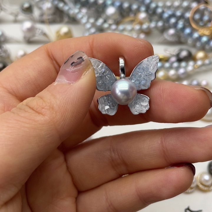 海水珍珠吊坠(不含链)银S925镶嵌