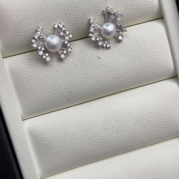 淡水珍珠耳饰银S925镶嵌