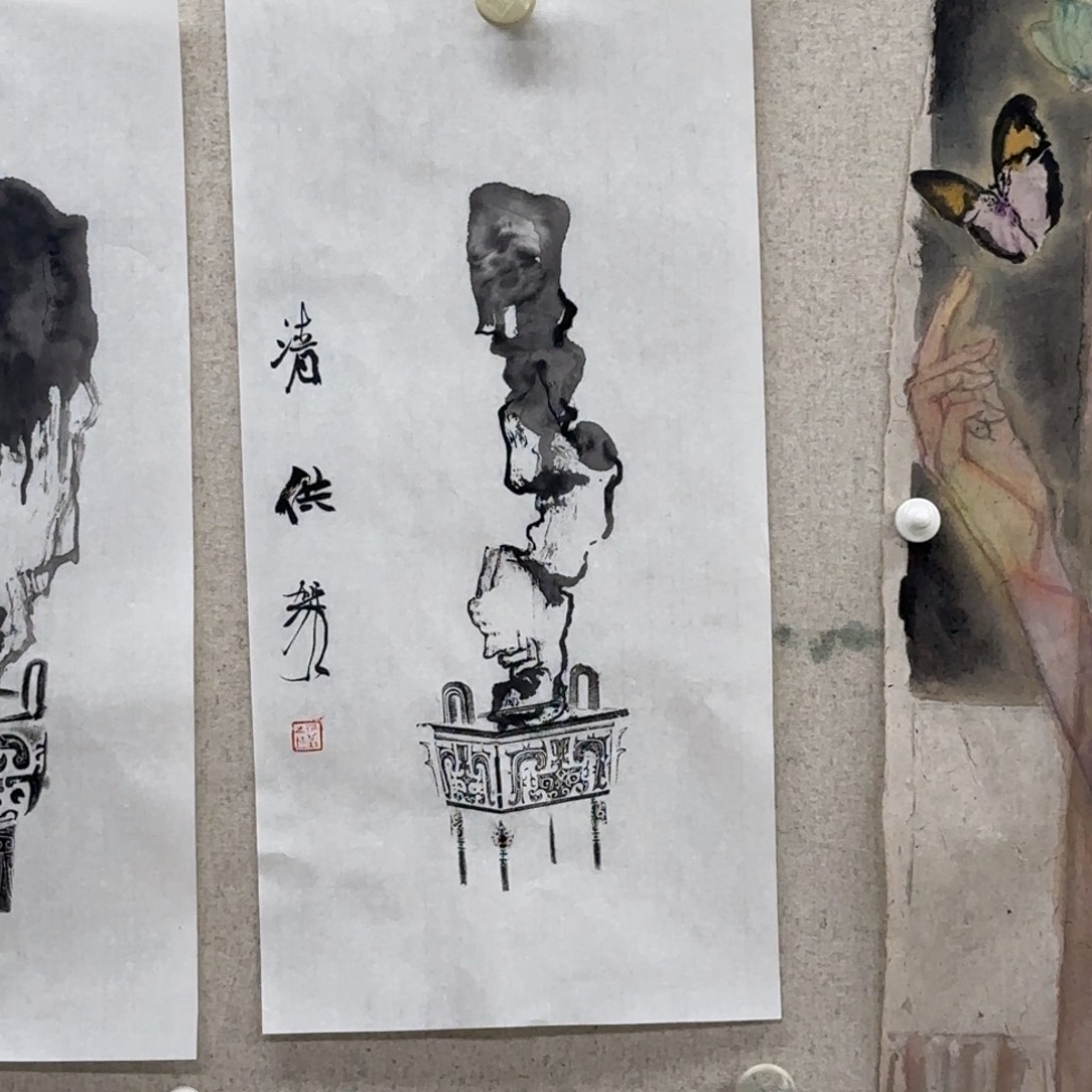 国画何加林 石头 一幅