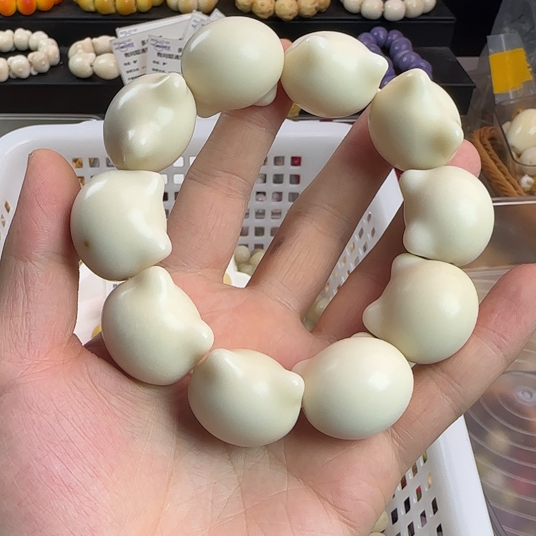 菩提根/象牙果手串微瑕疵卡28大尺寸白猫头一条