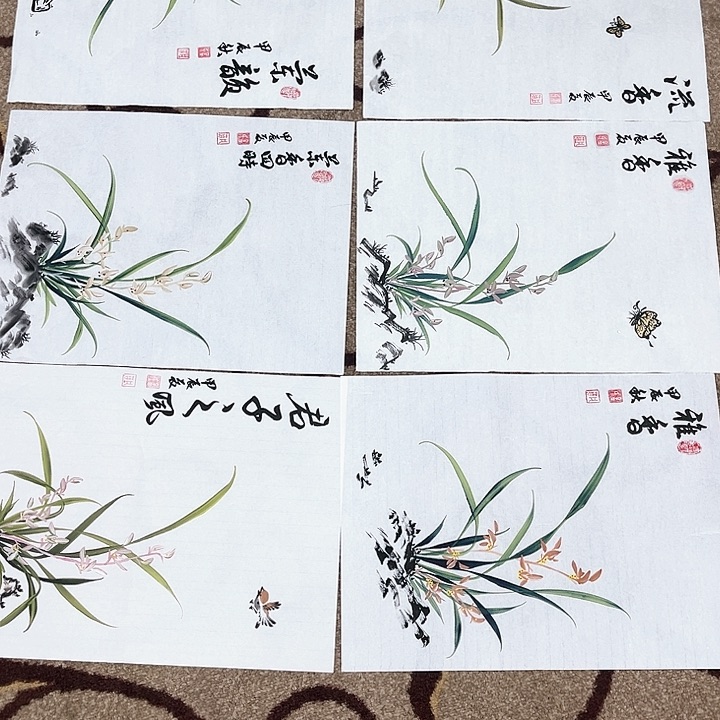 国画柜*多孟凡萍小兰花6张