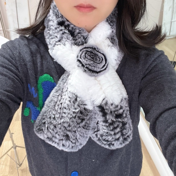 围巾女秋冬编织围脖双面加厚保暖百搭气质皮草毛领子兔毛编织款