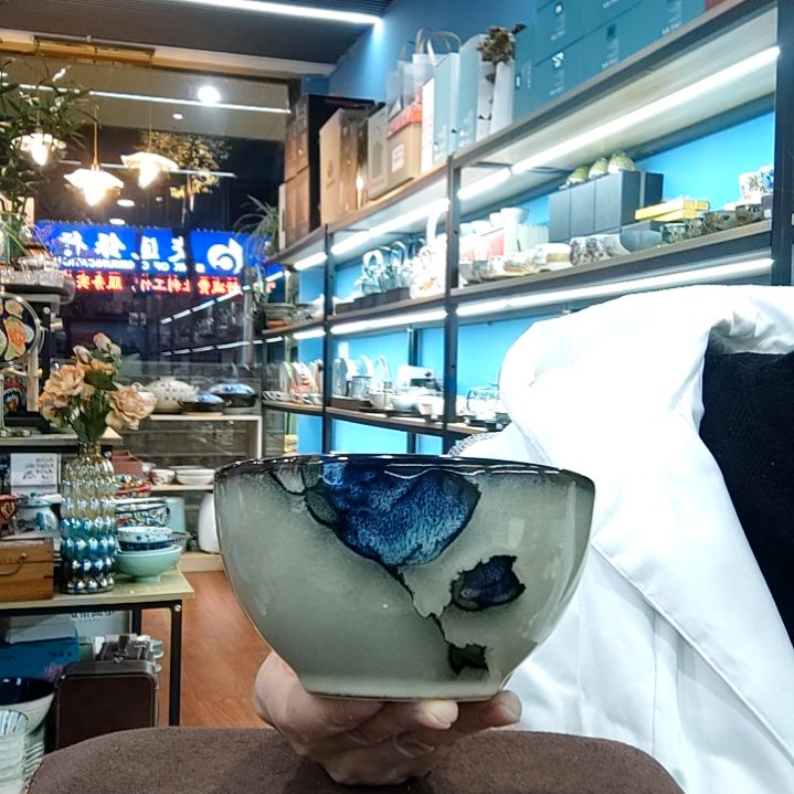 瓷片小可陶瓷高温釉下彩一组四只米饭碗