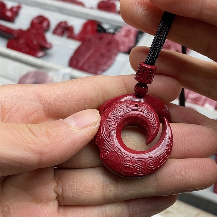 天然辰砂紫金砂时来运转吊坠