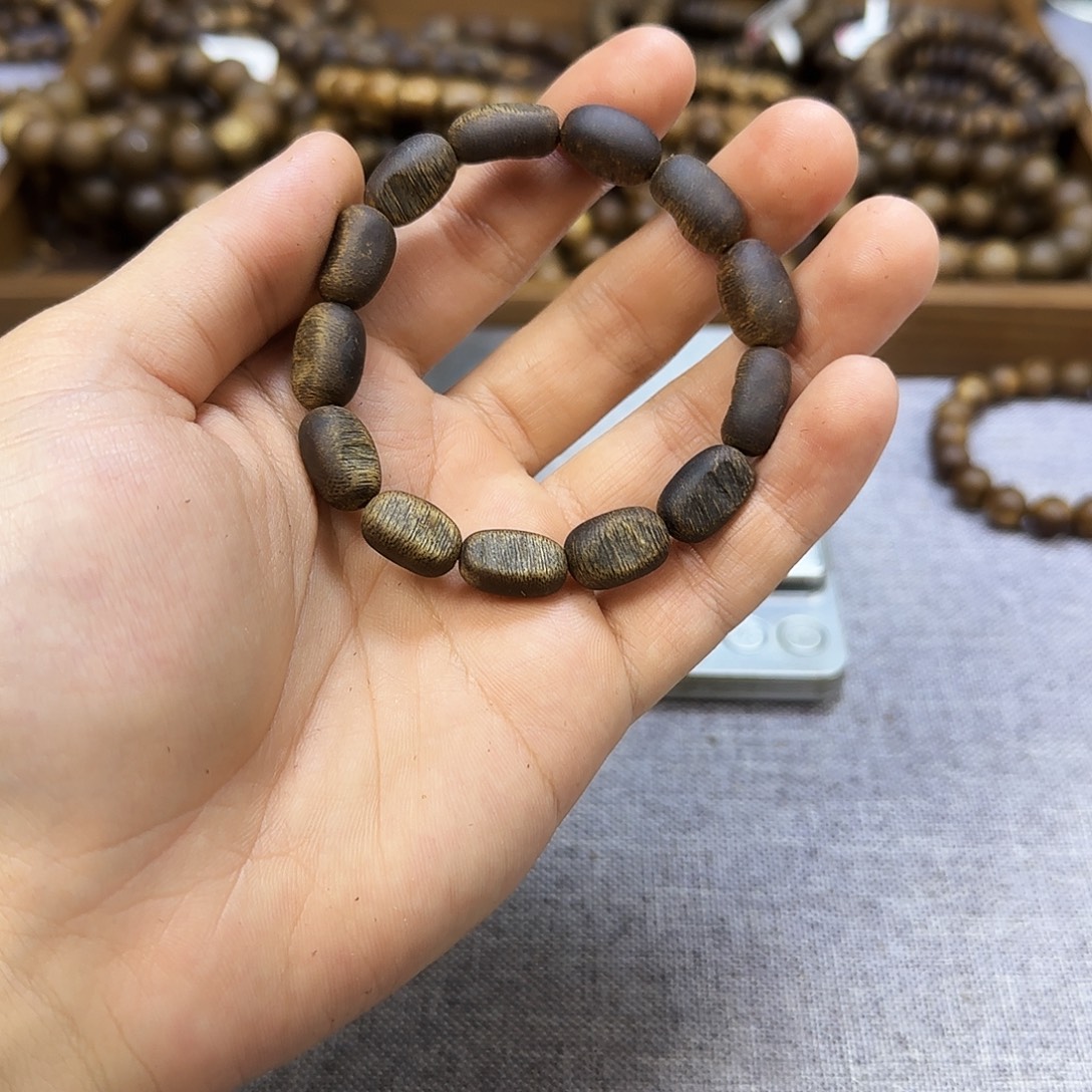 手串沉香09留疤沉水乌身圆叶