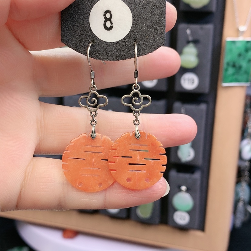 【闪购商品】翡翠耳饰银S925镶嵌精美
