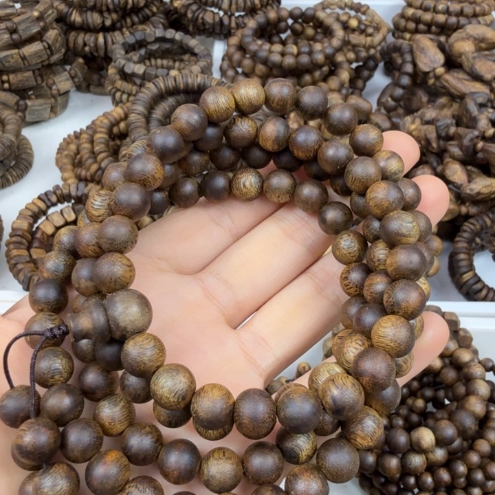 沉香手串森*?沉香绿奇楠圆珠卡九多圈九九分节油38