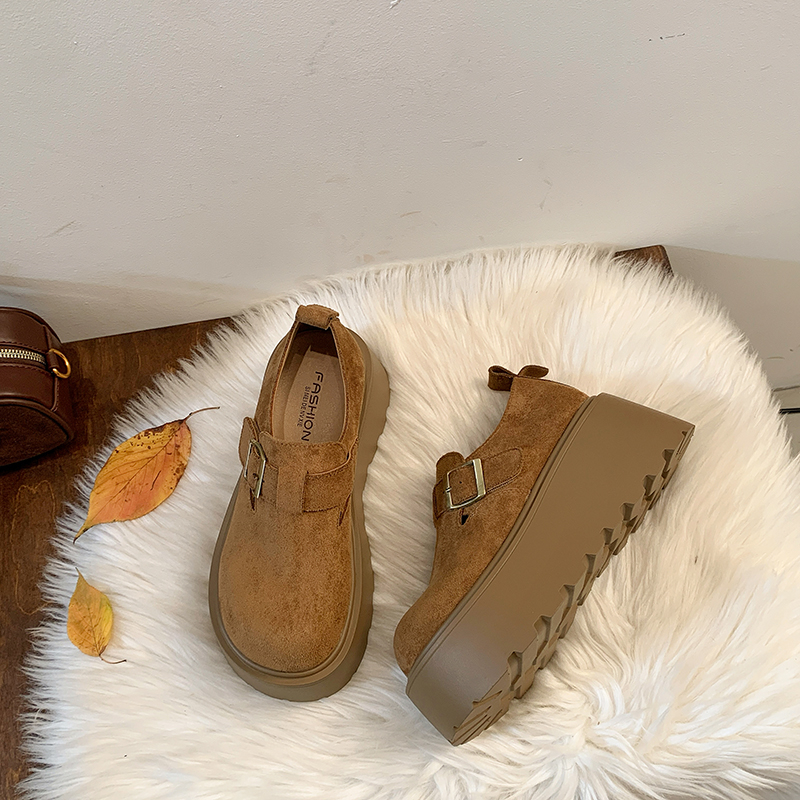 2026春季防脏厚底圆头防水台常规乐福鞋百搭日系英伦风休闲女鞋