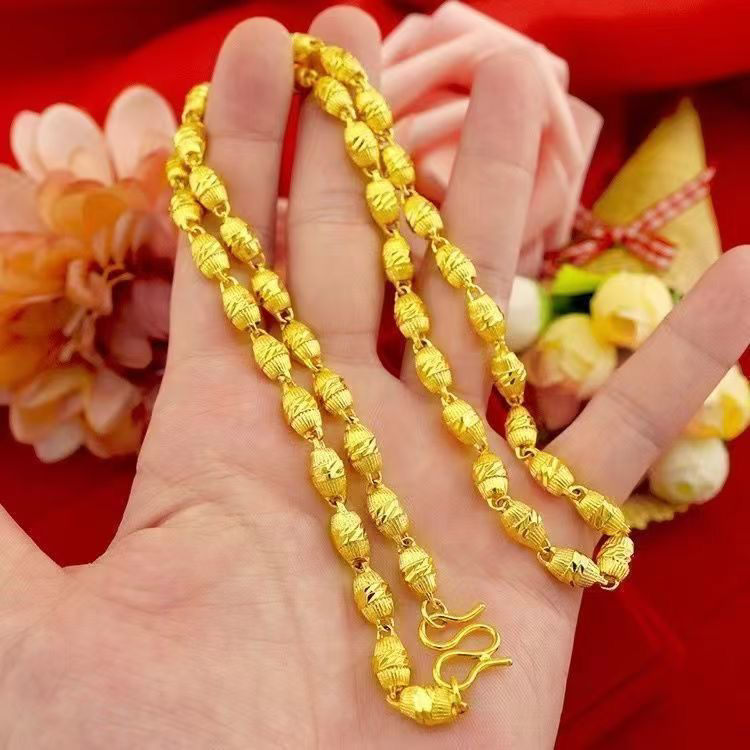 金店同款橄榄项链实心气质男士霸气不掉色首饰礼物